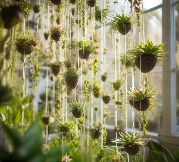 空中花园艺术新潮，吊挂多肉植物打造家居美学空间,探秘空中花园，吊起来的多肉植物，打造家居艺术新风尚,视觉盛宴,植物种植,第1张